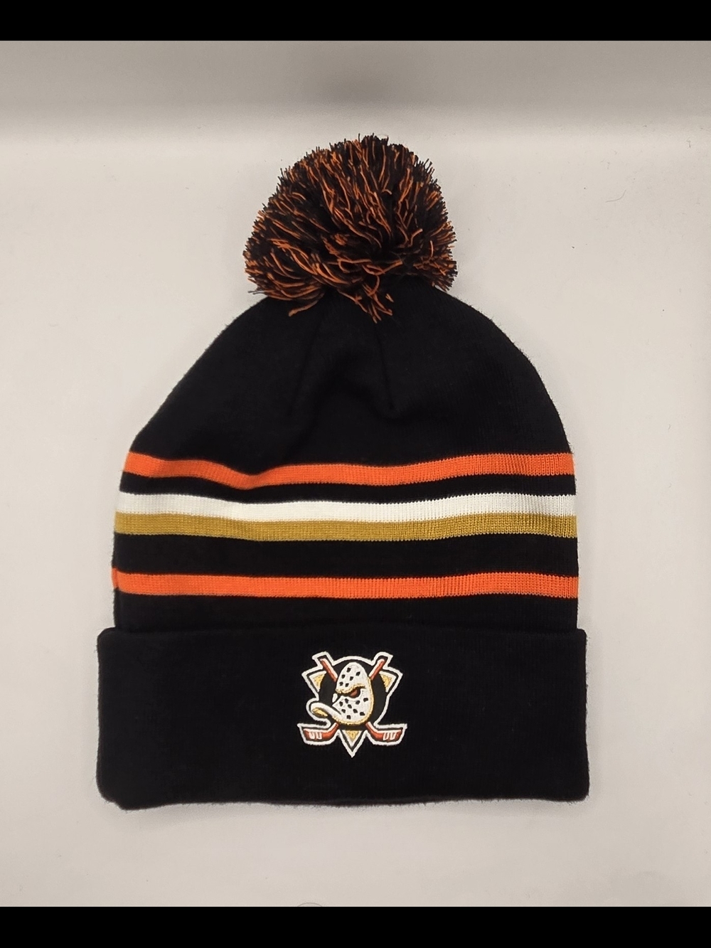 NWOT Anaheim Ducks Fanatics Authentic Pro NHL Pom Beanie Black Orange Hockey Hat